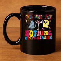 Groovy Nothing Beats Reading Rock Paper Scissors Book Lovers 11oz C Handle Ceramic Mug