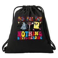 Groovy Nothing Beats Reading Rock Paper Scissors Book Lovers Drawstring Bag