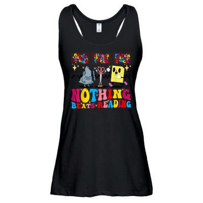Groovy Nothing Beats Reading Rock Paper Scissors Book Lovers Ladies Essential Flowy Tank