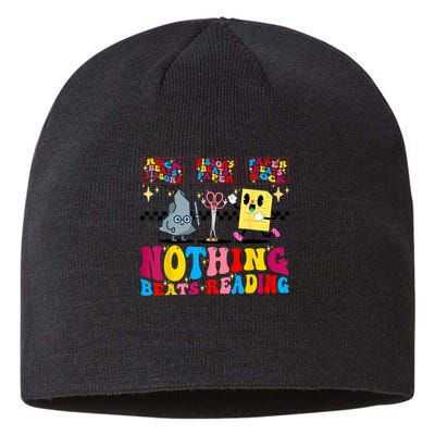 Groovy Nothing Beats Reading Rock Paper Scissors Book Lovers Sustainable Beanie