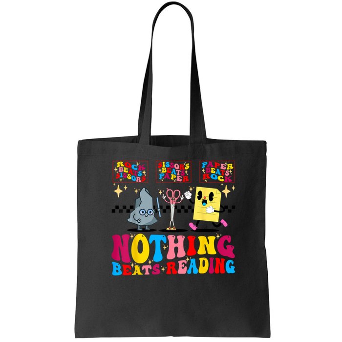 Groovy Nothing Beats Reading Rock Paper Scissors Book Lovers Bag