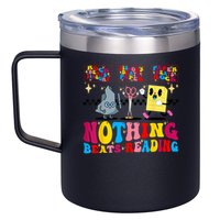 Groovy Nothing Beats Reading Rock Paper Scissors Book Lovers 12oz Stainless Steel Coffee Mug