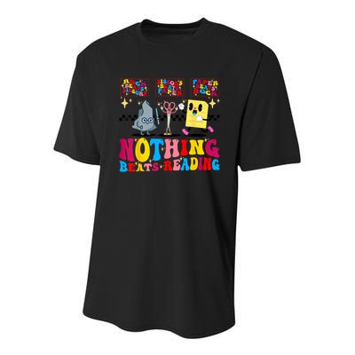 Groovy Nothing Beats Reading Rock Paper Scissors Book Lovers Youth Performance Sprint T-Shirt