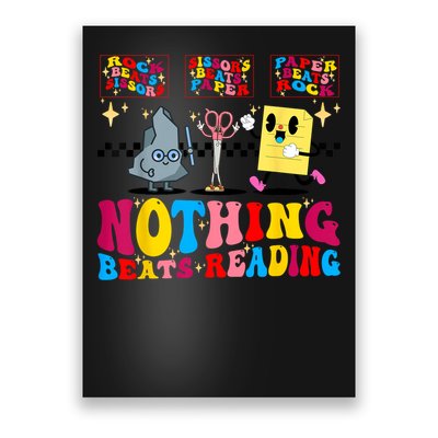 Groovy Nothing Beats Reading Rock Paper Scissors Book Lovers Poster