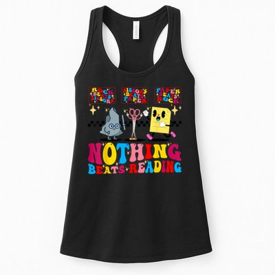 Groovy Nothing Beats Reading Rock Paper Scissors Book Lovers Womens Tank Top