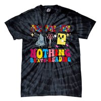 Groovy Nothing Beats Reading Rock Paper Scissors Book Lovers Tie-Dye T-Shirt