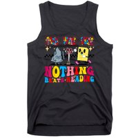 Groovy Nothing Beats Reading Rock Paper Scissors Book Lovers Tank Top