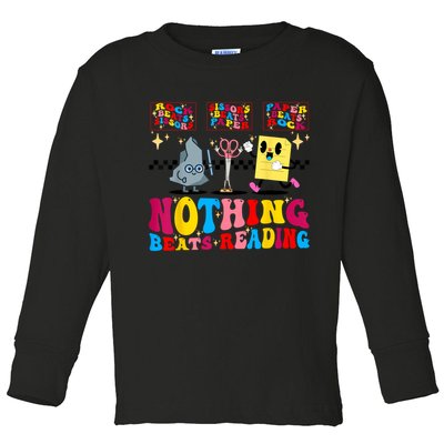 Groovy Nothing Beats Reading Rock Paper Scissors Book Lovers Toddler Long Sleeve Shirt