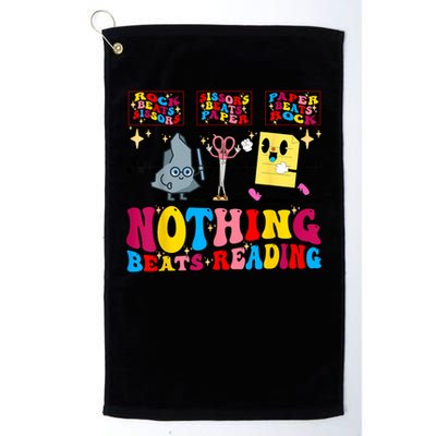 Groovy Nothing Beats Reading Rock Paper Scissors Book Lovers Golf Towel