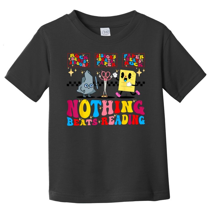 Groovy Nothing Beats Reading Rock Paper Scissors Book Lovers Toddler T-Shirt