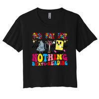 Groovy Nothing Beats Reading Rock Paper Scissors Book Lovers Crop Top