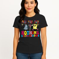 Groovy Nothing Beats Reading Rock Paper Scissors Book Lovers Womens T-Shirt