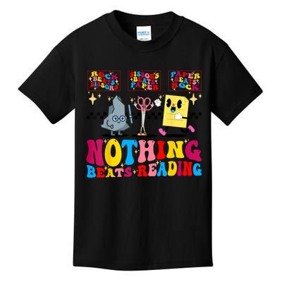 Groovy Nothing Beats Reading Rock Paper Scissors Book Lovers Kids T-Shirt