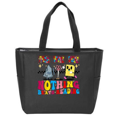 Groovy Nothing Beats Reading Rock Paper Scissors Book Lovers Zip Tote Bag