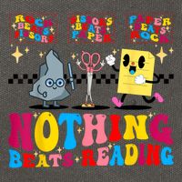 Groovy Nothing Beats Reading Rock Paper Scissors Book Lovers Cotton Canvas Backpack