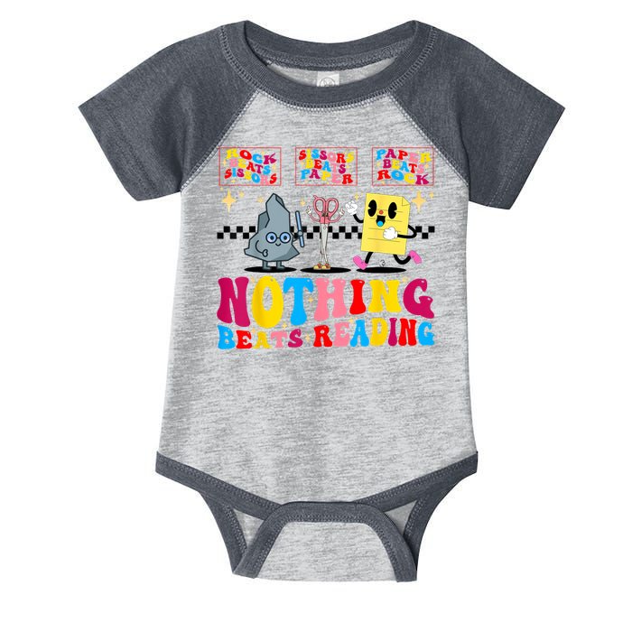 Groovy Nothing Beats Reading Rock Paper Scissors Book Lovers Infant Baby Jersey Bodysuit