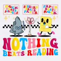 Groovy Nothing Beats Reading Rock Paper Scissors Book Lovers Garment-Dyed Sweatshirt