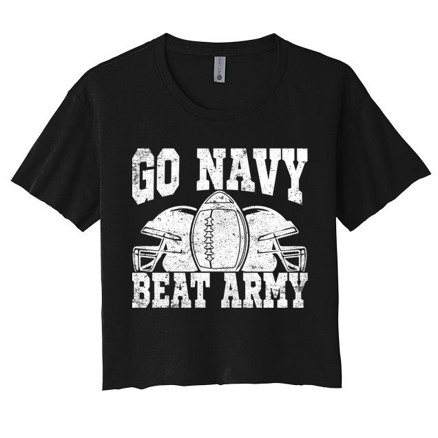 Go Navy Beat Army Cute Gift America's Football Game Day Helmet Great Gift Women's Crop Top Tee