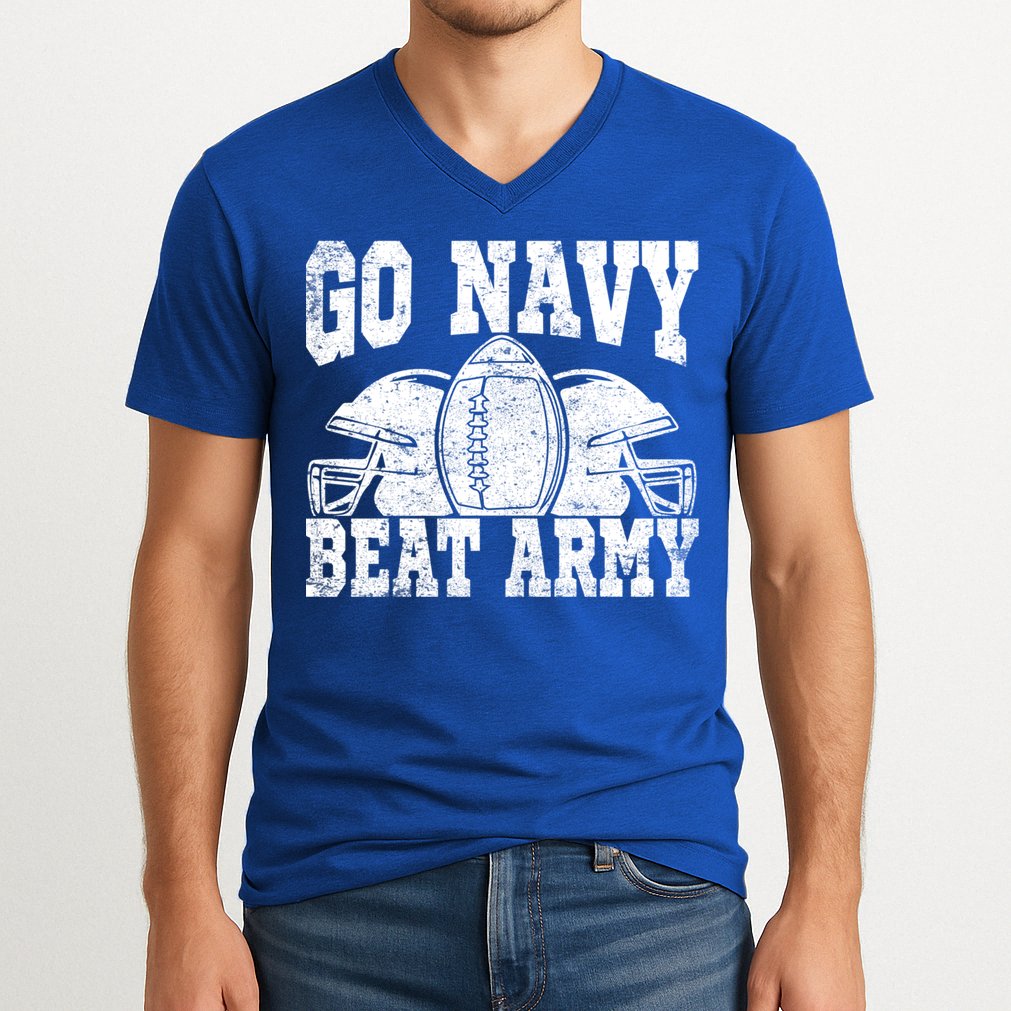 Go Navy Beat Army Cute Gift America's Football Game Day Helmet Great Gift V-Neck T-Shirt