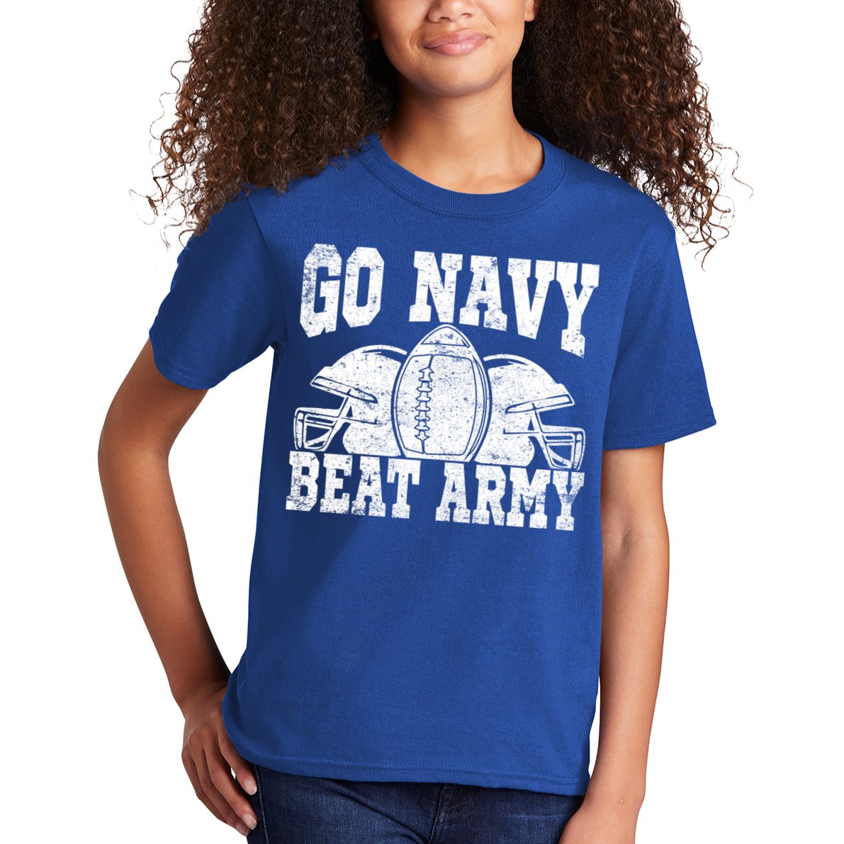 Go Navy Beat Army Cute Gift America's Football Game Day Helmet Great Gift Kids T-Shirt