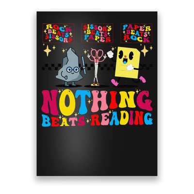 Groovy Nothing Beats Reading Rock Paper Scissors Book Lovers Poster