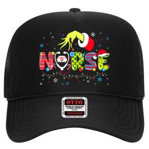 Groovy Nurse Christmas Xmas Santa Rn Cna Icu Scurb High Crown Mesh Back Trucker Hat