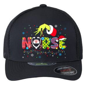 Groovy Nurse Christmas Xmas Santa Rn Cna Icu Scurb Flexfit Unipanel Trucker Cap