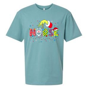 Groovy Nurse Christmas Xmas Santa Rn Cna Icu Scurb Sueded Cloud Jersey T-Shirt