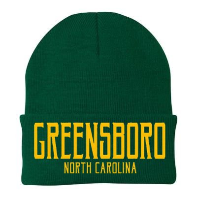 Greensboro North Carolina Text Amber Knit Cap Winter Beanie