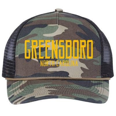 Greensboro North Carolina Text Amber Retro Rope Trucker Hat Cap