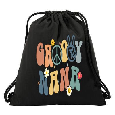 Groovy Nana Christmas Birthday Vintage Family Matching Drawstring Bag