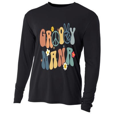 Groovy Nana Christmas Birthday Vintage Family Matching Cooling Performance Long Sleeve Crew