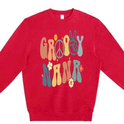 Groovy Nana Christmas Birthday Vintage Family Matching Premium Crewneck Sweatshirt