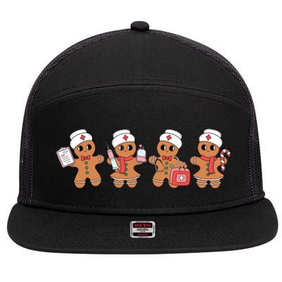 Gingerbread Nurse Christmas 7 Panel Mesh Trucker Snapback Hat