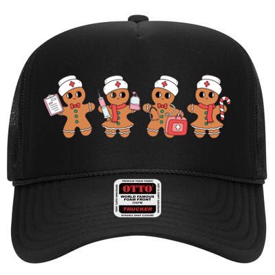 Gingerbread Nurse Christmas High Crown Mesh Back Trucker Hat