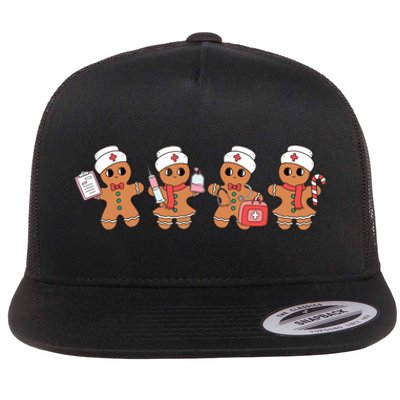 Gingerbread Nurse Christmas Flat Bill Trucker Hat