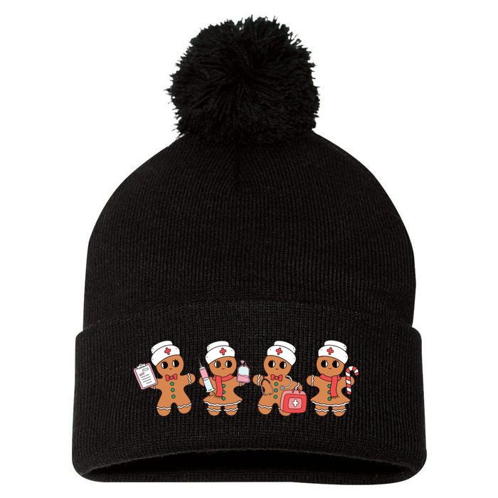 Gingerbread Nurse Christmas Pom Pom 12in Knit Beanie