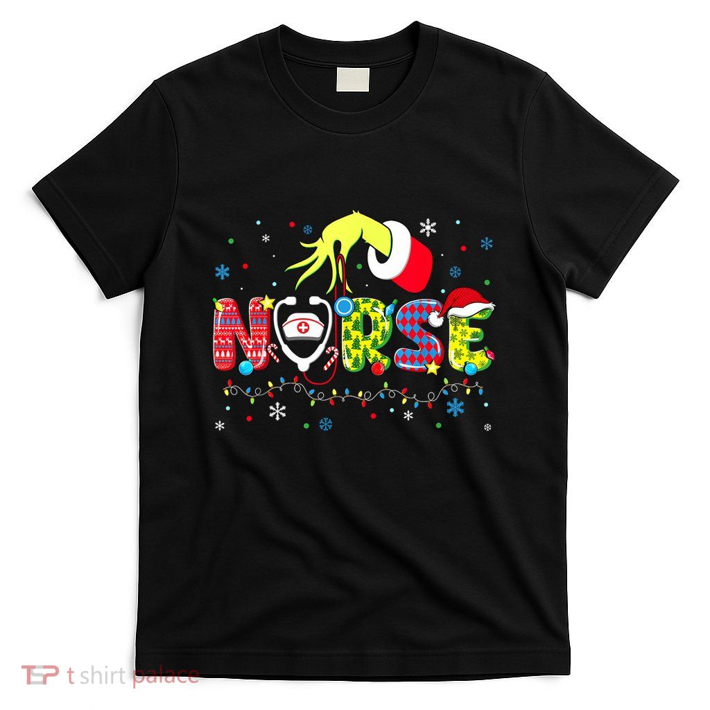Groovy Nurse Christmas Xmas Santa Rn Cna Icu Scurb T-Shirt