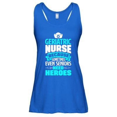 Geriatric Nurse Caregiver Even Seniors Need Heroes Funny Funny Gift Ladies Essential Flowy Tank