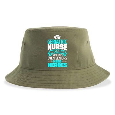 Geriatric Nurse Caregiver Even Seniors Need Heroes Funny Funny Gift Sustainable Bucket Hat