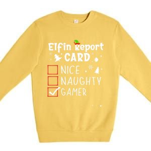 Gaming Nage Christmas Nice Naughty Xmas List Gamer Funny Gift Premium Crewneck Sweatshirt