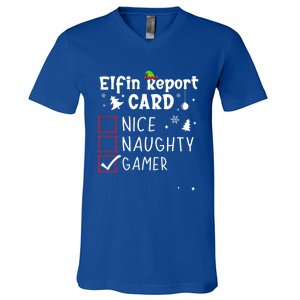 Gaming Nage Christmas Nice Naughty Xmas List Gamer Funny Gift V-Neck T-Shirt