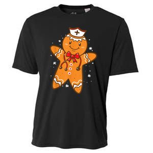 Gingerbread Nurse Christmas Cookies Baking Nursing Cooling Performance Crew T-Shirt