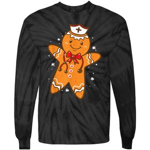 Gingerbread Nurse Christmas Cookies Baking Nursing Tie-Dye Long Sleeve Shirt