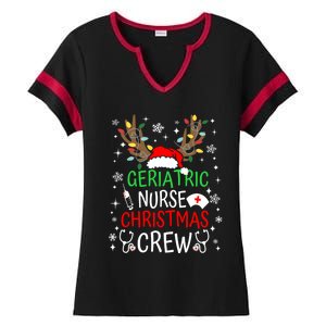 Geriatric Nurse Crew Reindeer Christmas Nursing Squad Group Gift Ladies Halftime Notch Neck Tee