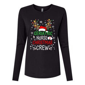 Geriatric Nurse Crew Reindeer Christmas Nursing Squad Group Gift Womens Cotton Relaxed Long Sleeve T-Shirt