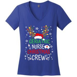 Geriatric Nurse Crew Reindeer Christmas Nursing Squad Group Gift Women's V-Neck T-Shirt