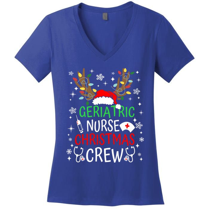 Geriatric Nurse Crew Reindeer Christmas Nursing Squad Group Gift Women's V-Neck T-Shirt