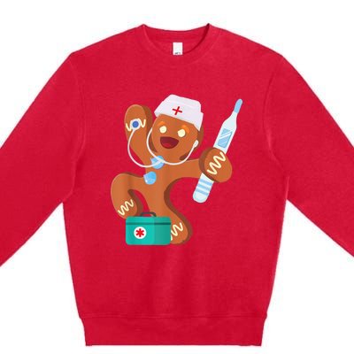 Gingerbread Nurse Christmas Cookies Baking Costume Bake Day Premium Crewneck Sweatshirt