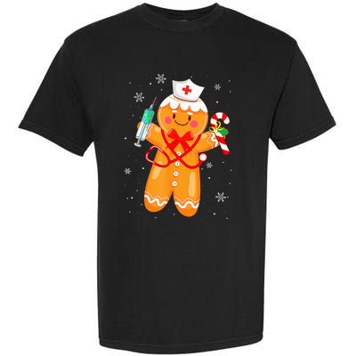 Gingerbread Nurse Christmas Cookies Baking Nursing Costume Garment-Dyed Heavyweight T-Shirt